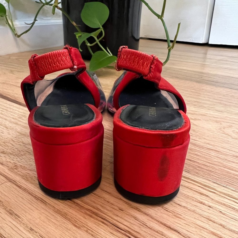 CREATURES OF COMFORT Gloria Red Clear Low Block Heels, Size 36 - Picture 8 of 16
